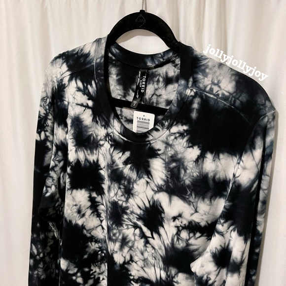 SET: Torrid Dream Fleece Tie Dye Black & White Sleep Sweatshirt/Legging 1X - Picture 6 of 14